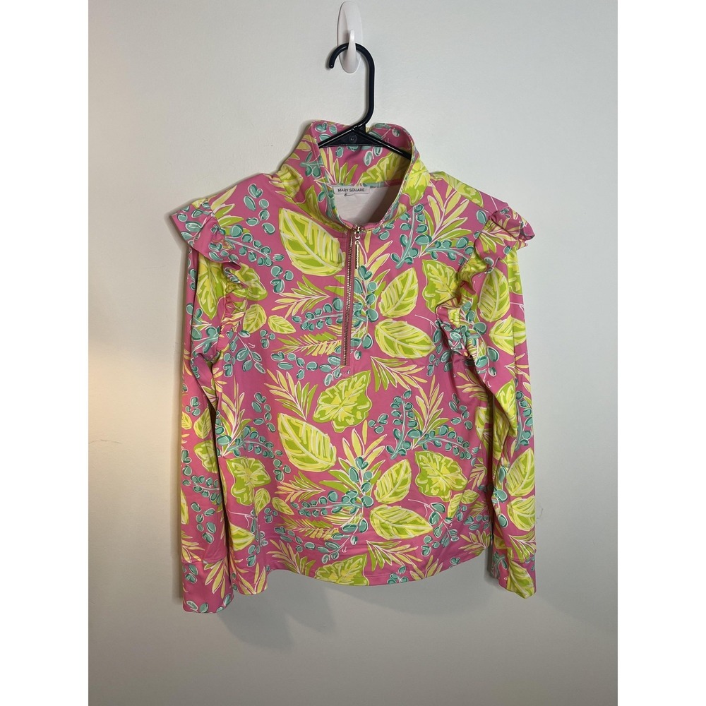 Mary Square Sm Charleston Vine Time Floral Pink UPF 50+ Top Quarter Zip Sporty‎